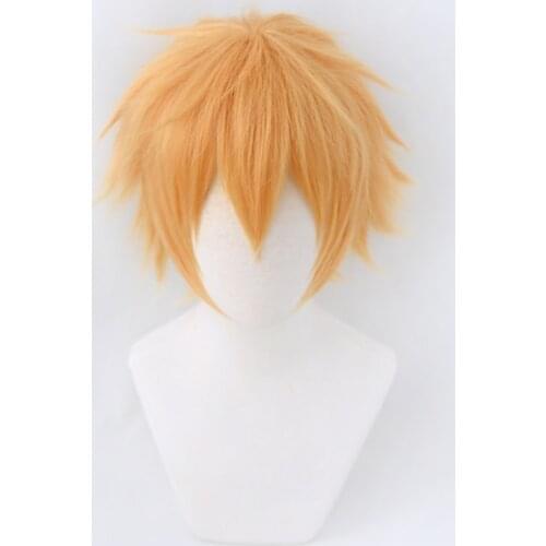 Anime Chainsaw Man Denji Cosplay Wig Golden Short Heat Resistant Synthetic Hair Wigs + Wig Cap