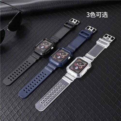 38 40mm strap for Apple iwatch 6 SE watch band3 4 5 42 44mm replacemrnt carbon fiber glacier transparent Apple integrated strap