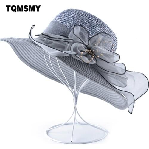 Summer Flowers sun Hat womens Beach cap pearls Bucket caps Ladies Wide Brim Shade straw hats for women Panama chapeau femme