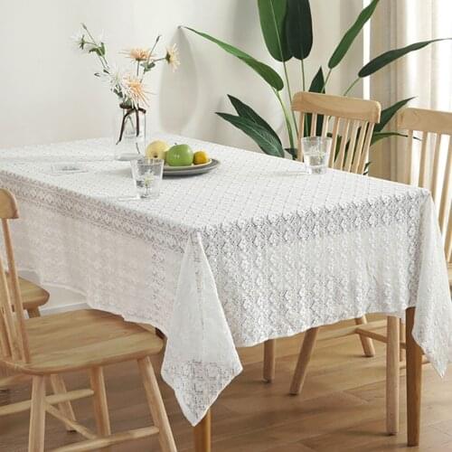 White Tablecloth Embroidered Cotton Lace Tablecloth Coffee Table for Living Room Table Cloth Rectangular Wedding Home Decor
