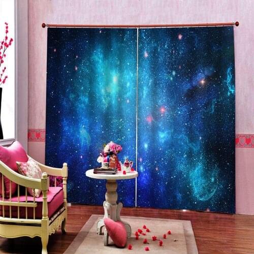 Dark blue star 3D Curtains Luxury Blackout Window Curtain for Living Room bedroom home drapes