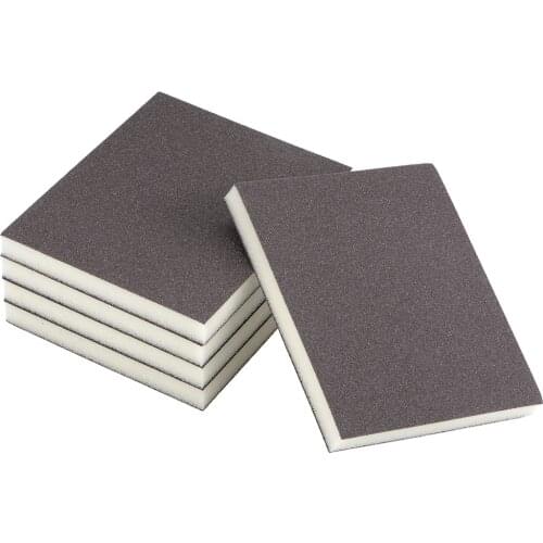 Uxcell 5pcs Sanding Sponge Sanding Block Pad 4.7 X 3.9 X 0.5inch Brown for Wood Paint Metal Kitchen Plastic or Drywall