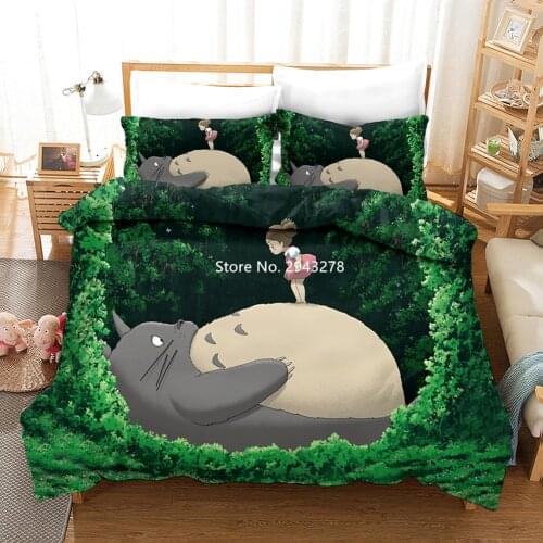 Japanese Popular Cartoon Totoro Bedding Deluxe Full Size Cute Cartoon Down Quilt Covered Pillowcase Suitable for Children