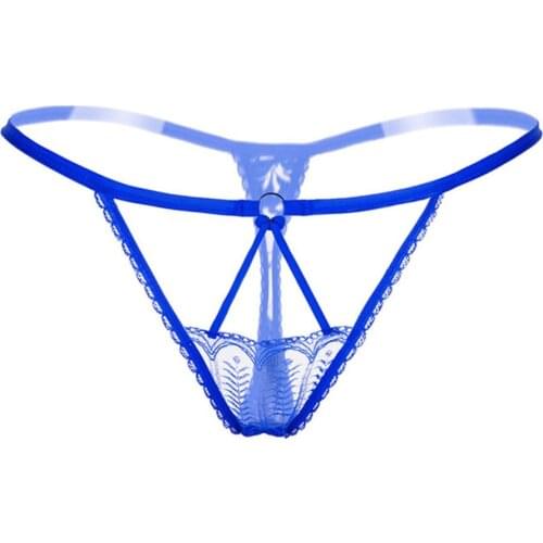 French-style Romantic Hollow Seamless Thong Panties Lady Sexy G-string low Rise Transparent Lace Crotchless Underwear