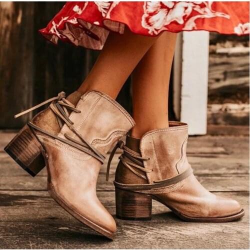 2020 Winter ladies boots retro style boots round toe platform shoes women shoes