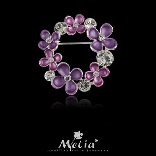 Women jewelry hand painting rhinestone 4 leaves silver plated imitation pearl brooch pins shawl scarves scarf buckle ring clips