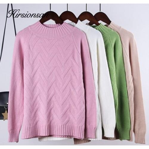 Hirsionsan Turtleneck Sweater Women Casual Knitted Pullover Loose Korean Tops Thicken Warm Aesthetic Winter White Clothes Women