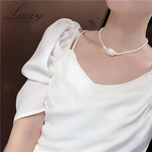 Big Broque Pearl Necklace Women Freshwater Pearl Choker Necklace For Girls Wedding Fashion Style