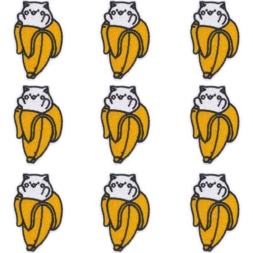 Pulaqi 10PCS Banana Patch Cute Cat Wholesale Patches Iron On Patches For Clothing Animal Wholesale Dropship Custom Patch