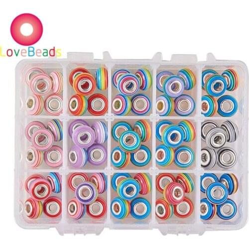 10Pcs Big Hole Round Loose Rainbow Resin Murano Spacer Beads Fit European Snake Chain Pandora Bracelet Women DIY Jewelry Making