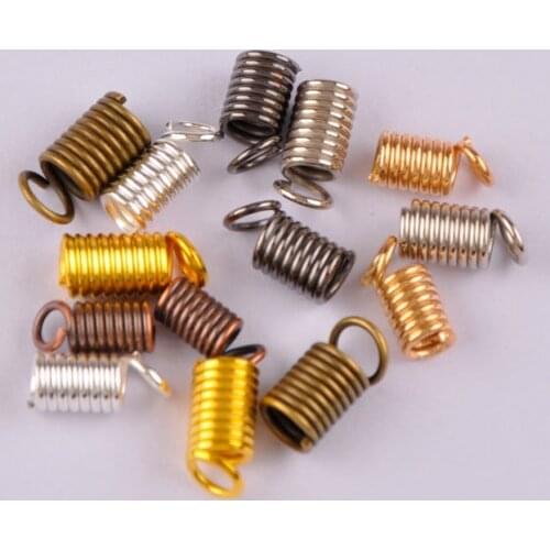 1000Pcs Spring Clasps Fastener Connectors Leather Cord End Crimp Caps Beads End Tip Cap For DIY Necklace Jewelry Making Findings