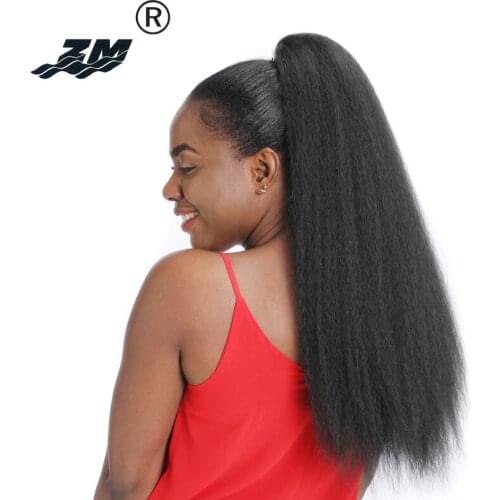 18"-26" Kinky Straight Synthetic Ponytail Extension Colorful Clip-in Pony Tail Natural Hair Extension Heat Resistant Hair Pieces