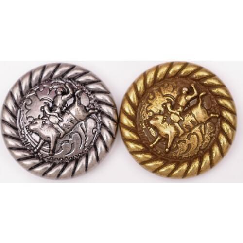 25*25mm 1" Antique Silver/Brass Western Cowboy Bull Rider Rodeo Horse saddles Leathercraft Belt Bag Shoe Concho Button Lot 10pcs