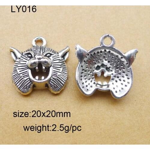 25pcs 20x20mm Antique Silver Plated Alloy Leopard Head Charms Pendants For Jewelry Making DIY Craft Handmade