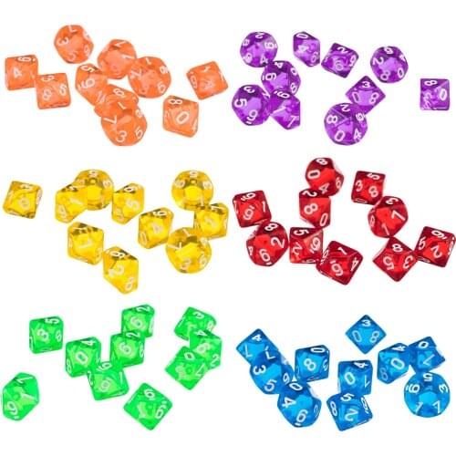 60x Ten Sided Dices, Gaming Dice Cube Accessories for Dungeons and Dragons DND D&D Games (Mixed Color)