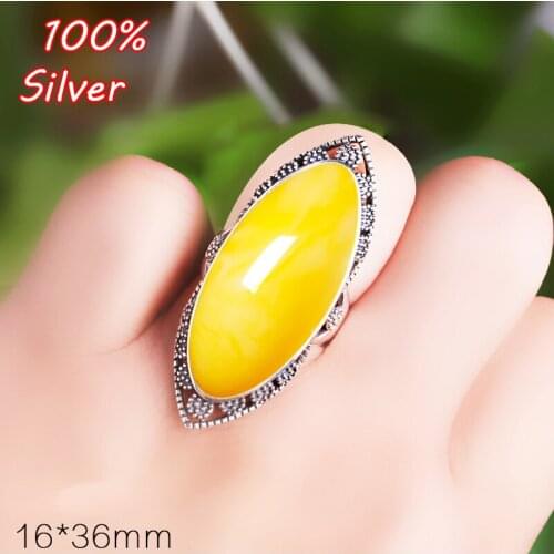 925 Sterling Silver Color Adjustable Ring Blank Settings Fitting 16*36mm Oval Cabochons Tray Jewelry Making