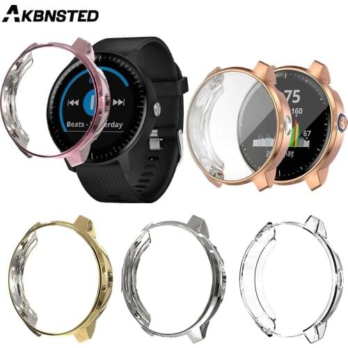 AKBNSTED TPU Plating Soft Silicone Protective Case For Garmin Vivoactive 3/Vivoactive 3 Music Smart Watch Replacement Watch Case