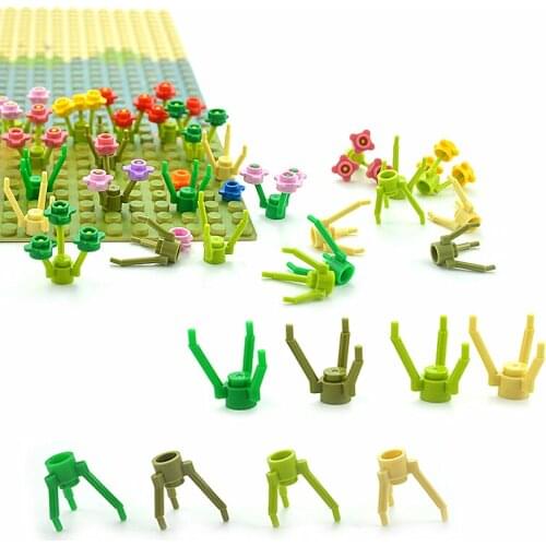 City Tree Plant Accessories Building Blocks Seaweed grass Bush Leaf bamboo island river Compatible all brand base plate