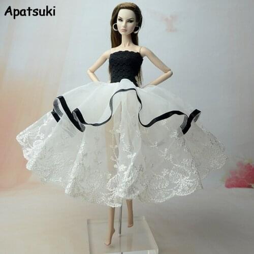 White Lace Fashion Doll Clothes For Barbie Doll Outfits Party Dress For Barbie Dollhouse Limited Collection Handmade Dresses