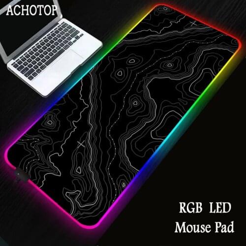 Black Abstract Texture RGB Large Mouse Pad Gamer XXL Led Computer Mousepad Mouse Mat with Backlight Carpet For keyboard Desk Mat