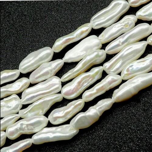 16-22mm Irregular Baroque Pearls Beads Long Stick White Biwa Pearls Shining Elegant Natural Freshwater Pearl Beads DIY Jewelry