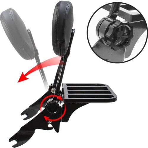 Black Motorcycle Detachable Backrest Sissy Bar Luggage Rack For Harley Touring Street Glide Road King 09-20