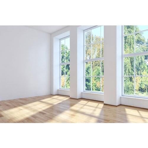 White Wall Window Trees Wooden Floor Photography Backdrop Customized Background for Baby Children Portrait Photobooth Fond Photo