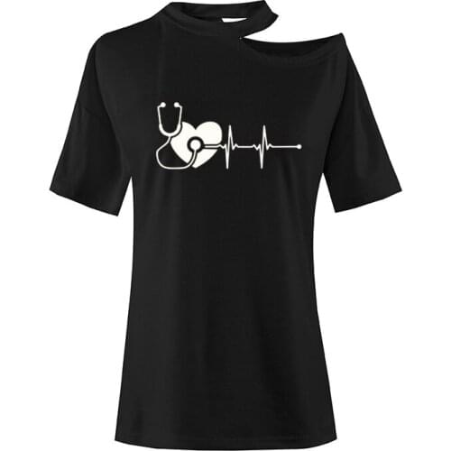 New Heartbeat Registered Nurse T Shirts Women Girls Tops Summer Cotton Short Sleeve Female Funny Doctor Nurses Day Gift T-Shirt