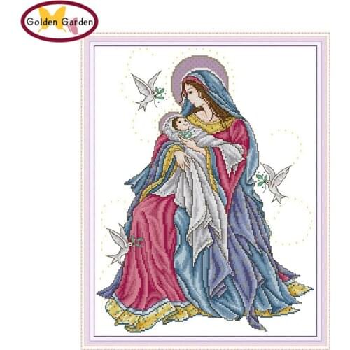 GG Madonna&child Paintings Cross Stitch Sets Embroidery Needleworks Joy Sunday Printed Cotton Canvas Cross Stitch for Home Decor