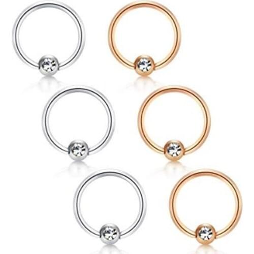 JFORYOU 6Pcs Daith Earrings Conch Captive Bead Rings Inlaid CZ Stainless Steel 18G Cartilage Tragus Helix Nose Earrings