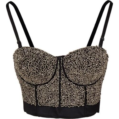 Fashion Women Stage & Dance Wear Handmade Diamond Singer Costumes Silver Diamond Bra AccessoriesClub Night Performance Wear