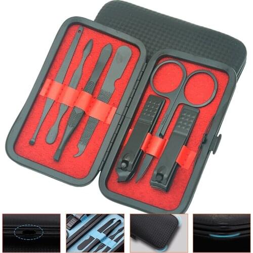 Meisha 7Pcs Nail Manicure Tools Kits for Face Nail Toe Nail File Cuticle Pusher Makeup Scissor Nail Clipper Pedicure Sets HE0008