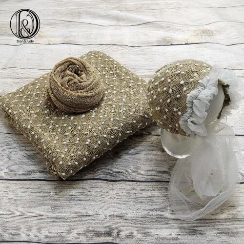 Don&Judy Newborn 3pcs/set Fabrics Backdrop Blanket + Newborn Bonnet + 140x30cm Wrap Photography Prop Accessories for Photo Shoot