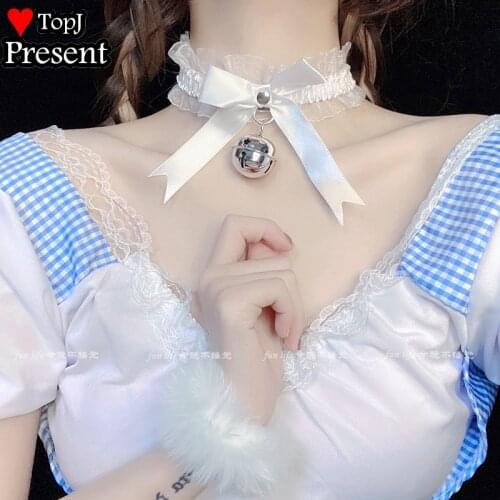 Adjustable Lace Choker with Bell Sweet Cute Gothic Lolita Choker Necklaces Collar Women Girls Detachable Cosplay Party Jewelry