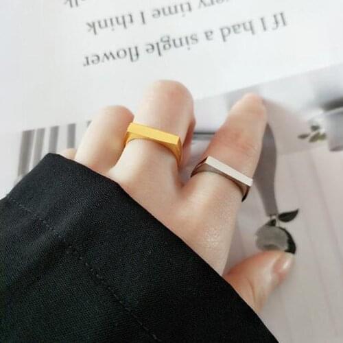 Silver Plated Opening Rings Korean Simple Geometric Rectangle Handmade Jewelry Wedding Accessories for Women Gift Dropshipping