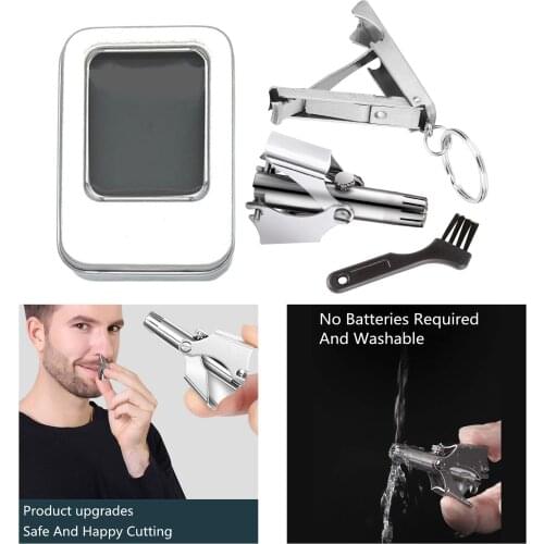 Professional Portable Manual Nose Ear Hair Trimmer Waterproof Fingernail Clipper w/ Brush Hair Remover Clipper for Men Women
