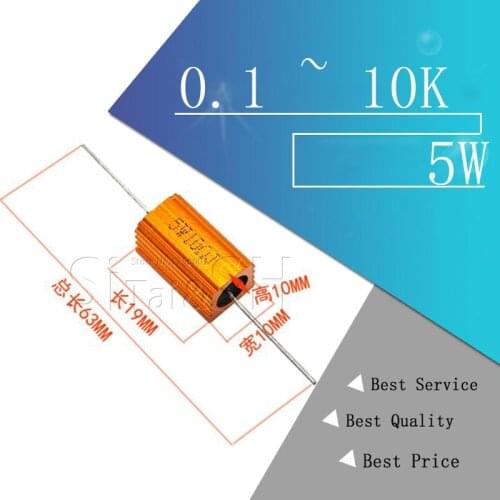 2pcs 5W Aluminum Power Metal Shell Case Wirewound Resistor 0.1 ~ 10K 0.33 0.5 1 2 5 6 8 10 20 50 100 120 200 300 1K 5K 10K ohm