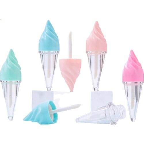 Empty Lip Gloss Tubes Packaging Pink Blue Cute Ice Cream Shape Liquid Lipstick Lip Glaze Tube 8ML Lipgloss Containers 30/50PCS
