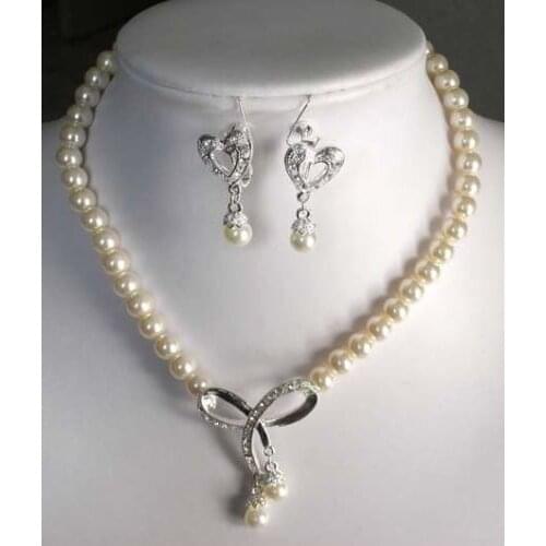 Selling Jewelry>>>7-8mm White Akoya Cultured Pearl Necklace& earring 18