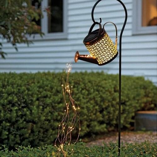 Solar Watering Can Garden Light Ornament Lamp Innovative Outdoor Iron Shower Lamps LED Light Decor For Landscape Path Yard Lawn