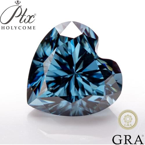 Loose Moissanite Stones Ice Flower Heart Vivid Blue Color Loose Brilliant Gemstone Diamond VVS Clarity Engagement Jewelry Making