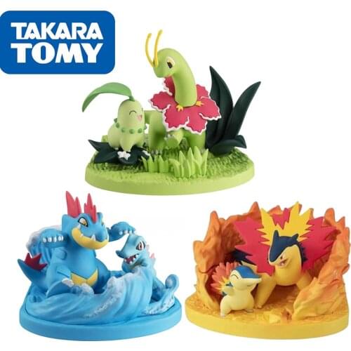 TAKARA TOMY Pokemon Blastoise Charizard Venusaur T-ARTS Scene Action Figura Anime Figure Collection Model Toys