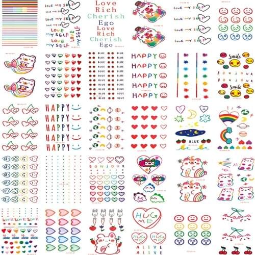 30pcs/set Color Fake Tattoo Heart Rabbit Cute Temporary Tattoo Sticker Kids Girls DIY Body Art Tatuajes Temporales Waterproof