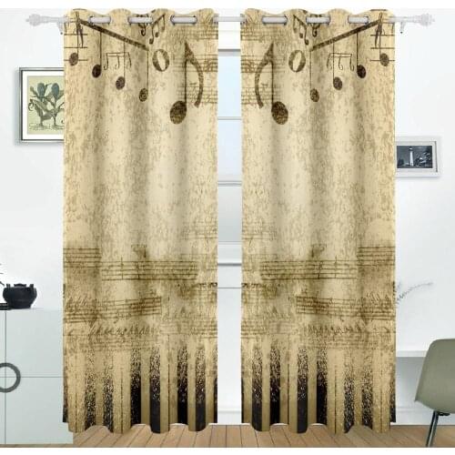 Vintage Music Curtains Drapes Panels Darkening Blackout Grommet Room Divider for Patio Window Sliding Glass Door 55x84 Inches