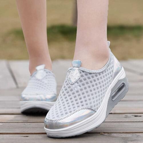 Women Tennis Shoes Air Cushion Platform Sneakers Breathable Fitness Shoes Height Increasing 5cm Gym Shoes Antislip Zapatos Mujer