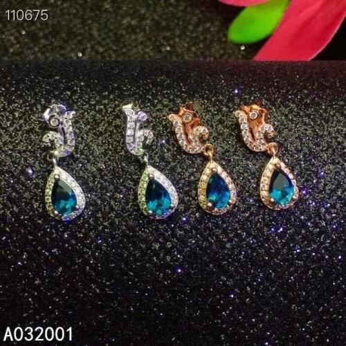 KJJEAXCMY fine jewelry natural blue topaz 925 sterling silver women earrings new Ear Studs support test luxury