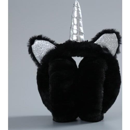 Winter Unicorn Earmuffs Kids Plush Fur for Girls Warm Dry Tie Cute Ear Accessories for Children Ear Protect Ski Christmas Gift