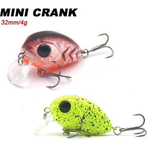 1pcs 32mm 4g Hard Plastic Fishing Lure Mini Crank Bait Wobbler Artificial Fishing Bait Fish Lure Crankbait fishing tackle