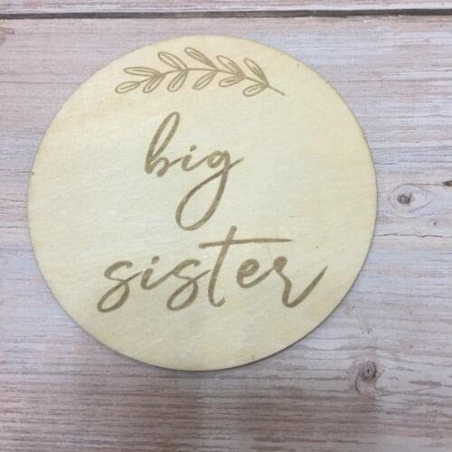 2pcs Big Brother big sister newborn baby Birth Announcement Keepsake Newborn Photo Prop Wooden Milestones