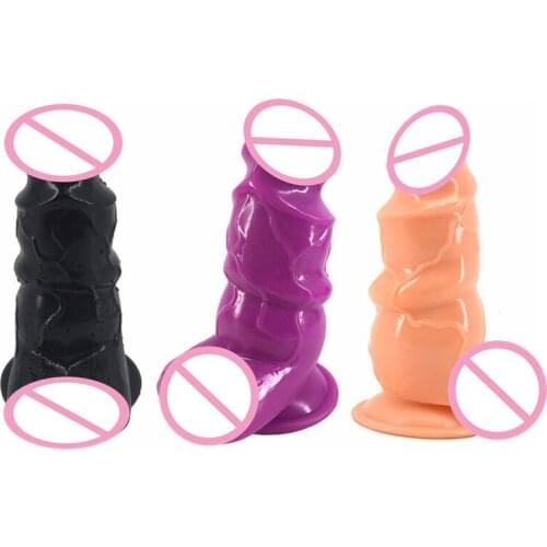 21.7*7cm Big Size Suction Cup Silicone Dildo Black Purple Flesh Soft Waterproof Realistic Penis Sex Products for Women CHGD05